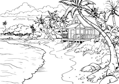 Premium Vector Adult Coloring Pages Land Scape