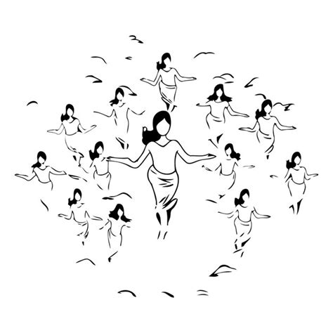 Women Swimming In The Ocean Vector Illustration Of A Group Of People