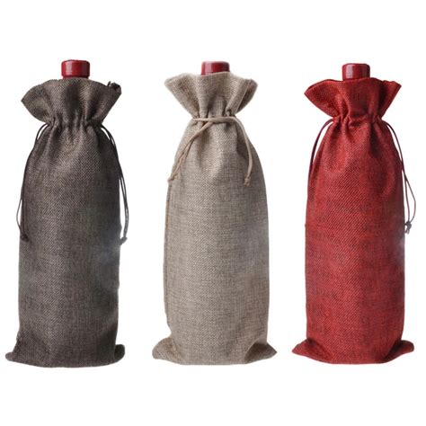 Cm Jute Linen Wine Bottle Bags Weddings Holidays Party Champagne