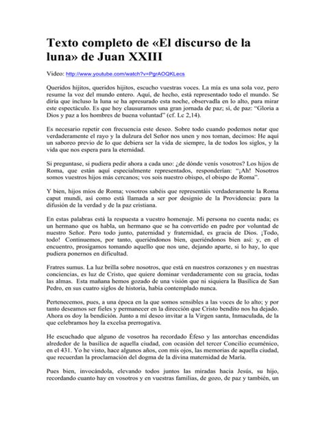 Texto Completo De El Discurso De La Luna De Juan XXIII