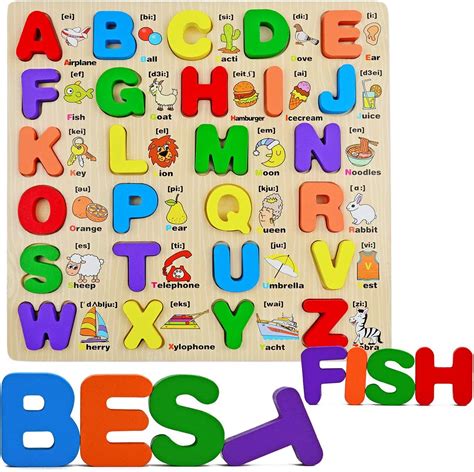 Vileafy Toddlers Alphabet Blocks Abc Puzzle For Kids Ages