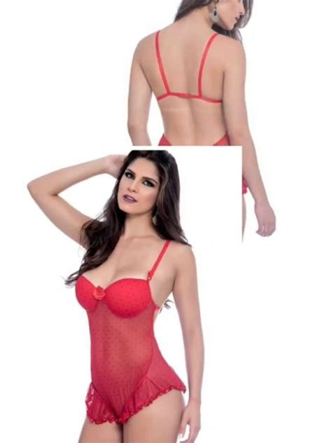 Lingerie Body Vermelho Poa Lingerie Feminina Lingerie Nunca Usado 70632459 Enjoei