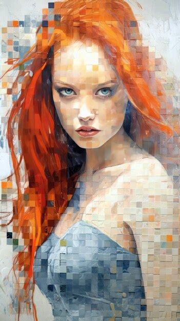 Premium Ai Image A Painting Of A Woman With Red Hair And Blue Eyes