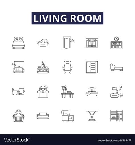 Living Room Line Icons And Signs Chair Royalty Free Vector