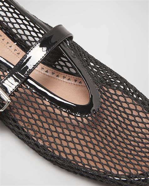 ALAIA Mesh Mary Jane Ballerina Flats Neiman Marcus