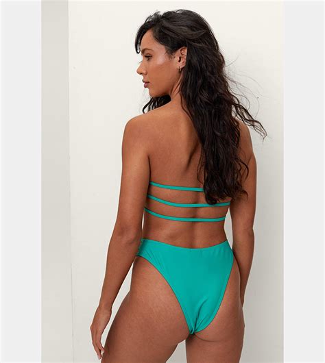 Buy Nasty Gal Recycled Bandeau Strappy Back Bikini Set In Green