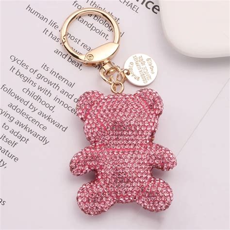 Luxury Bling Cute Crystal Mini Teddy Bear Keychain Car Key Ring