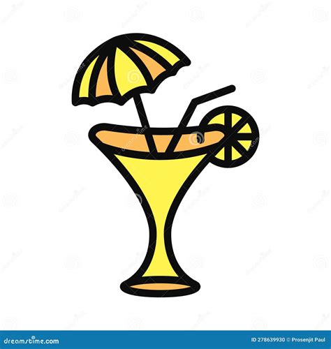 Drinks, Umbrella, Lemon, Summer, Pool Drinks Icon Stock Vector