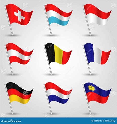 Nine Flags The Provinces Of Austria - Alphabetical Order With Name. Set ...