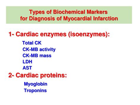 Ppt Biochemical Markers For Diagnosis Of Myocardial Infarction