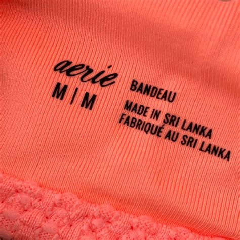 Aerie Swim Aerie Pink Coral Waffle Scallop Bandeau Adjustable Swim Bathing Suit Bikini Top