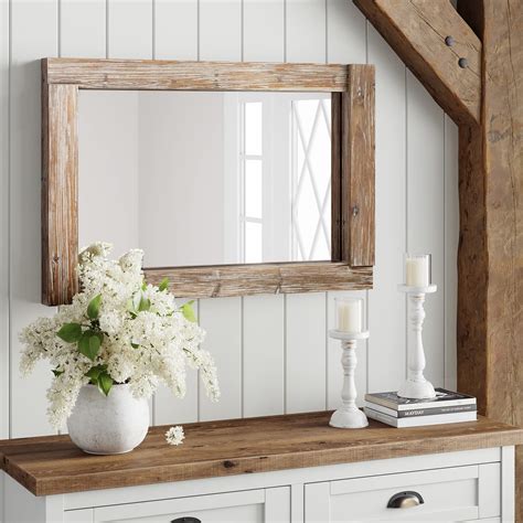 Buy Barnyard Designs 24x36 Dark Wood Farmhouse Wall Mirror Wooden