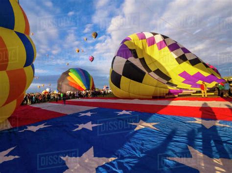 Stars And Stripes Hot Air Balloon Mass Ascension Into The Sky