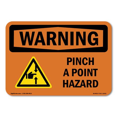 OSHA WARNING Sign - Pinch Point Hazard With Symbol | Decal | Protect