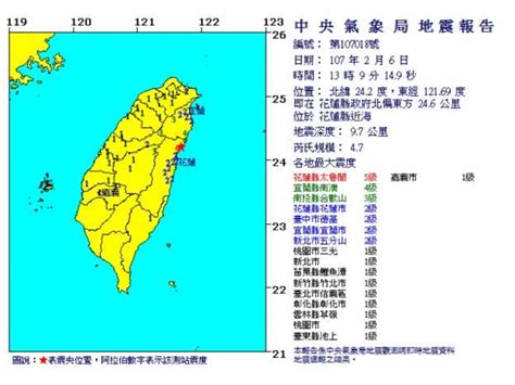 【餘震超過80起】13 09發生規模4 7 最大震度花蓮5級、北桃竹宜1級 上報 焦點