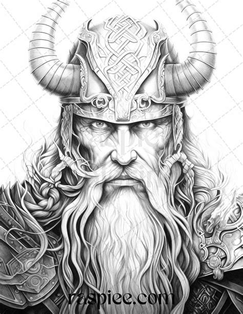 55 Viking Warriors Portrait Grayscale Coloring Pages Printable For Adu