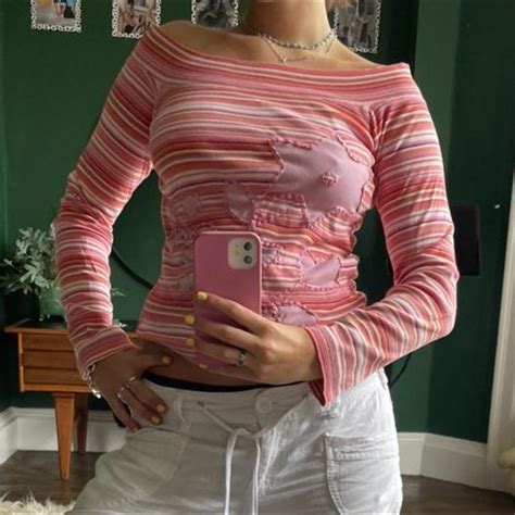 Women S Pink And Red T Shirt Depop