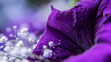 Purple Flower Petal With Water Droplets Macro Flower Photography