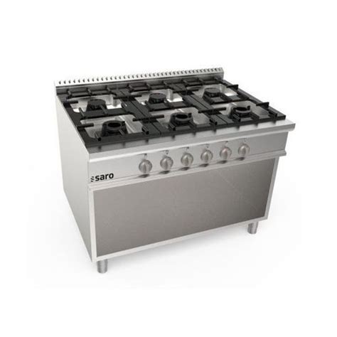 Cuisinière à gaz LQ SARO à usage professionnel 6 foyers 1 four