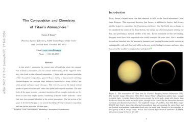 The Composition and Chemistry of Titan's Atmosphere | Papers With Code