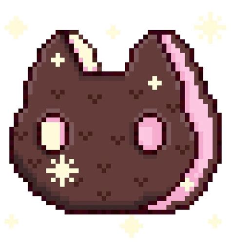 Cookie Cat Hes A Pet For Your Tummy Pixel Art Design Pixel Art