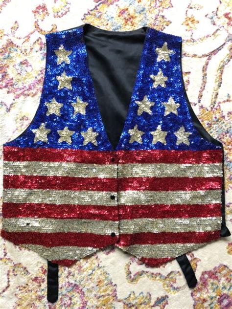 Vintage American Flag Sequin Vest EBay