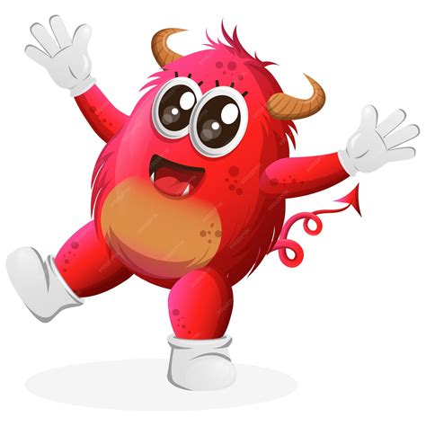 Premium Vector Vector Cute Red Monster Playful And Happy