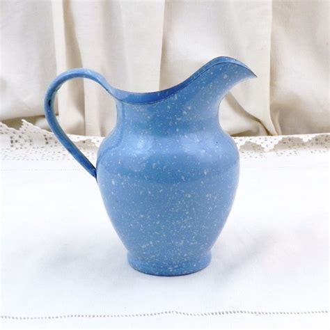 White Enamel Pitcher Etsy