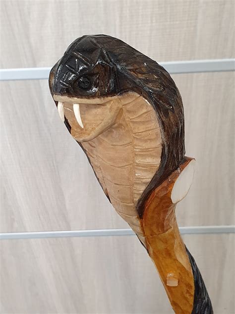 Cobra Head Walking Stick Handmade Wood Carved Cobra Snake Etsy