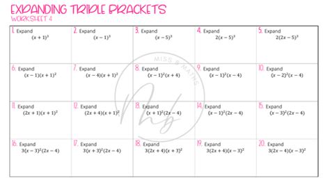 Expanding Triple Brackets Worksheets | Teaching Resources 