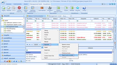 Nexus Hotel Raport Sume Ncasate Cu Forme De Plata Aferente N Nexus Hotel