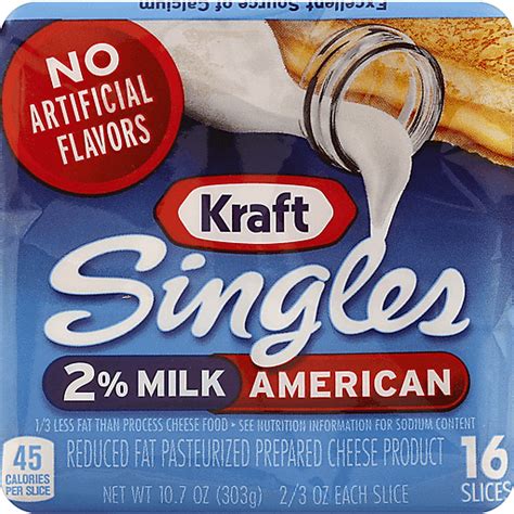 Kraft Cheese Product, Pasteurized Prepared, Slices, American, Reduced ...