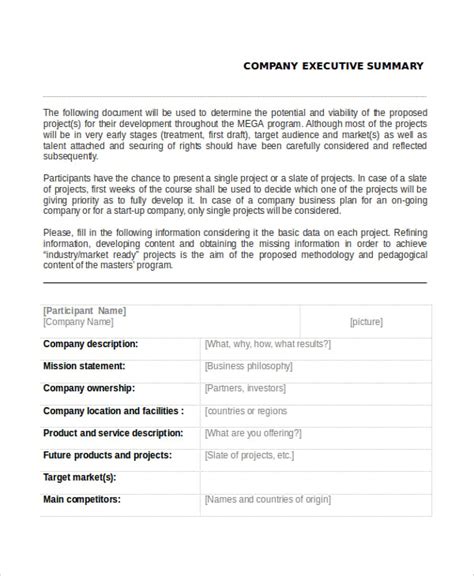 Executive Summary Template Free Word Templates