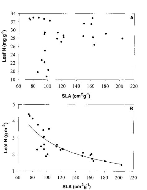 Relationship Between Specific Leaf Area Sla And Leaf Nitrogen