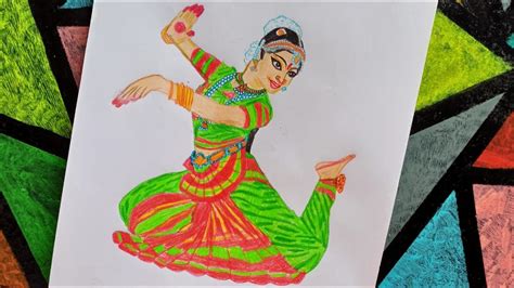 Classical Dancer Drawing Using Color Pencils HOW TO DRAW KUCHIPUDI