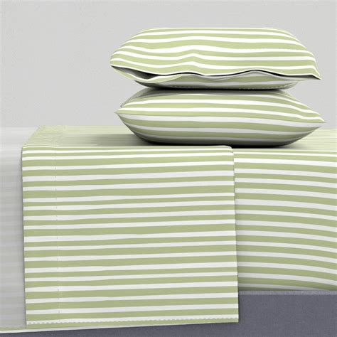 Sage Green Sheets Sage Stripe by Wildbasile Neutral Green Cottagecore Modern Farmhouse Cotton ...