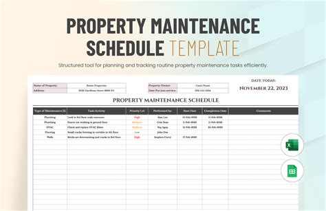 Printable Lawn Maintenance Schedule Template In Excel Google Sheets