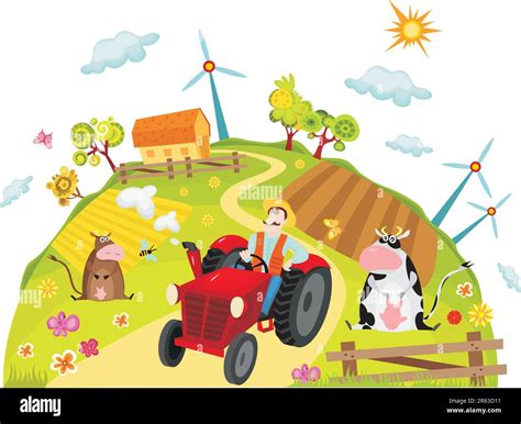 vector illustration of a cute farm Stock Vector Image & Art - Alamy