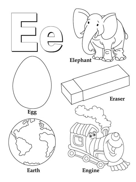 Printable Alphabet Letter E Coloring Page