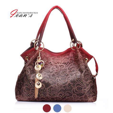 Realer Brand Designer Handbag Female Pu Leather Hollow Out Bags Handbags Color Gradient Tassel