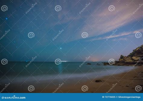 The Stars in a Perfect Night in a Beach Stock Image - Image of panorama ...