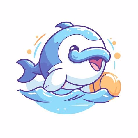 Premium Vector Cute Cartoon Whale Swimming In The Ocean Vector