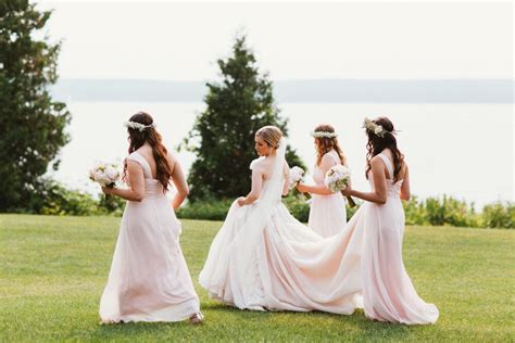 Blush One Shoulder Bill Levkoff Bridesmaid Dresses