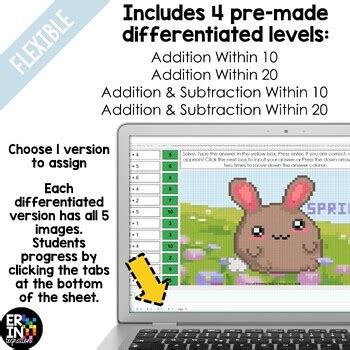 Spring Digital Pixel Art Magic Reveal Addition Subtraction By