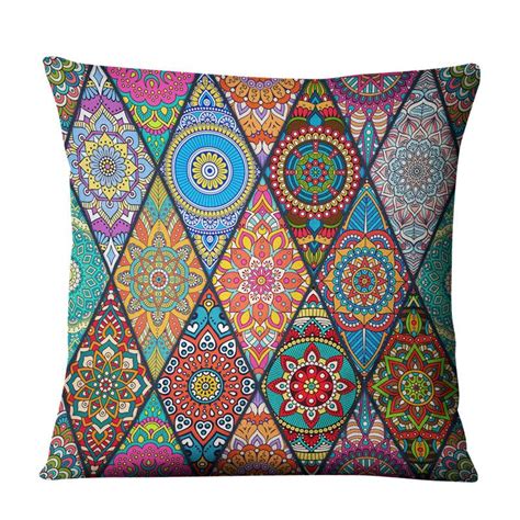 India Mandala Decorative Cushion Cover Meditation Pillow Ethnic