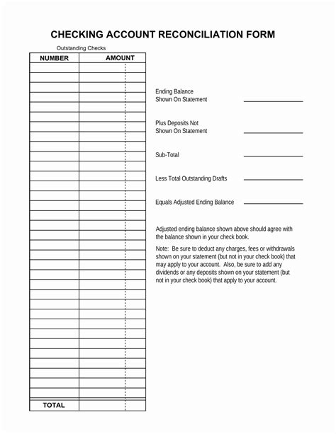 Balance Checking Account Worksheet