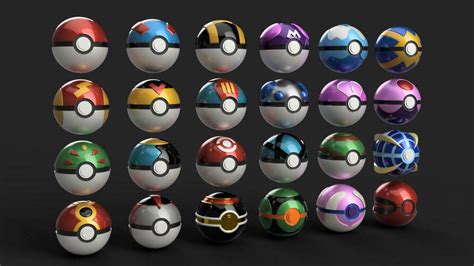 Archivo 3d Pokemon Set Variado De Poke Balls 24 Modelos De Apertura