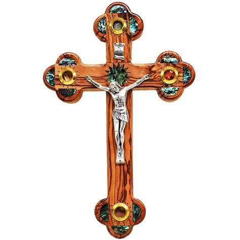 Olive Wood With Mother Of Pearl Cross Crucifix With Incense