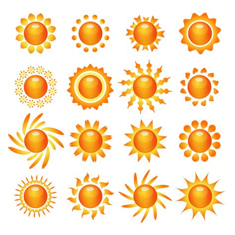 sun symbol icons set  vector art  vecteezy