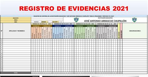 Modelos De Registros De Evidencias Del Estudiante Aprendo En Casa 2021